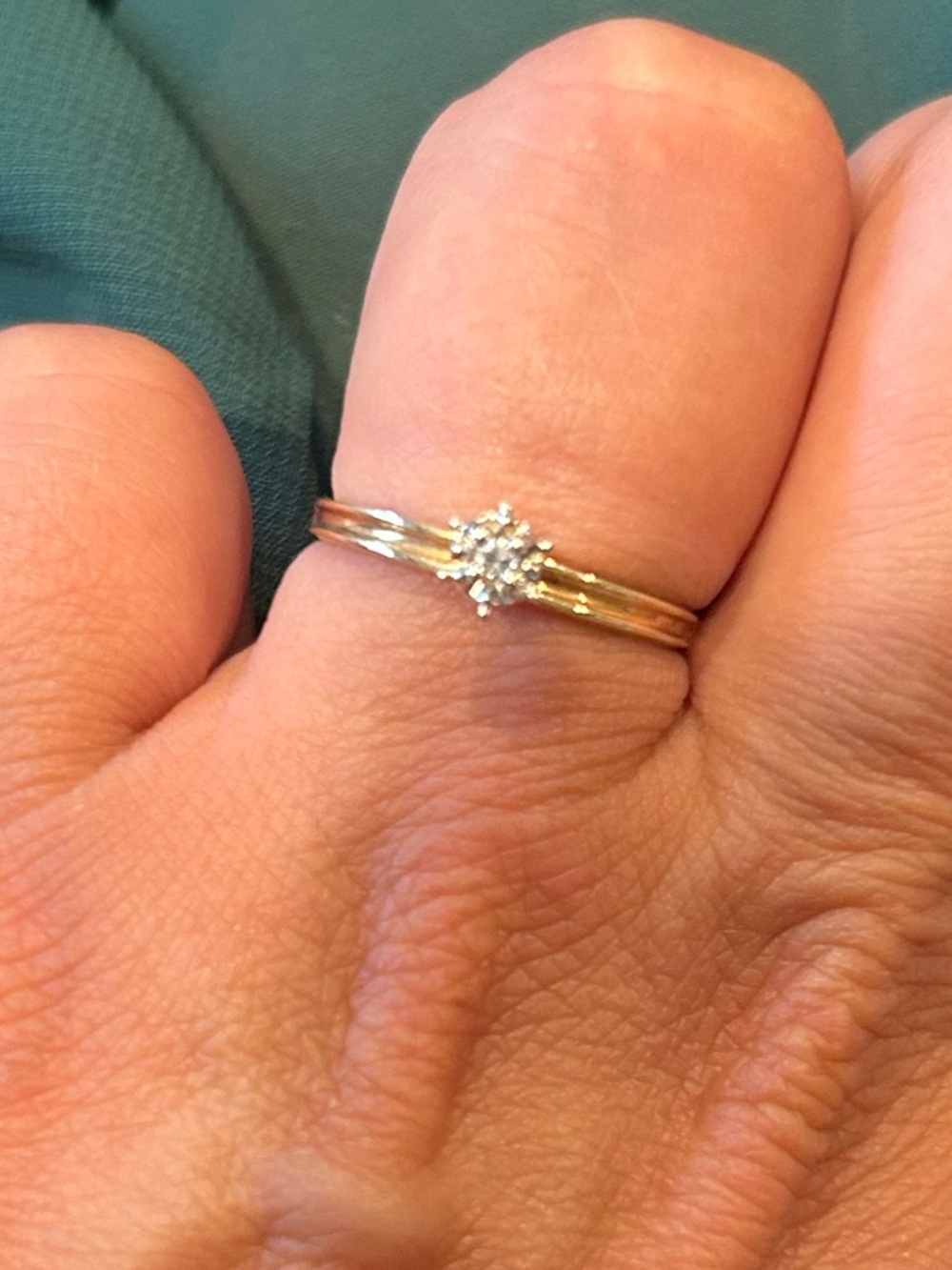 Elegant Two-Tone Solitaire Stackable Ring - Gold